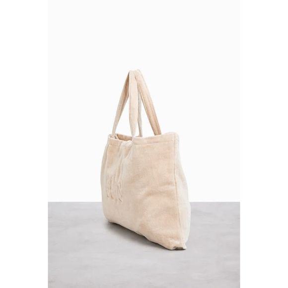 NWT BEIS Terry Towel Convertible Tote Bag in Beige - Picture 3 of 7